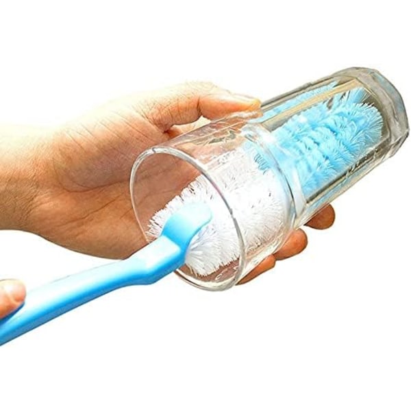Langhåndtak flaskebørste rengjøringskopp scrubber glass - 1 blå