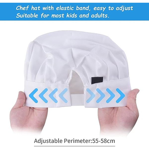 4 kpl säädettävä keittiöhattu naisille ja miehille, unisex-kokin kokkihatut, ammattimainen polycotton-kokin toque, hengittävä keittiökokin lakki leivontakokille ravintola