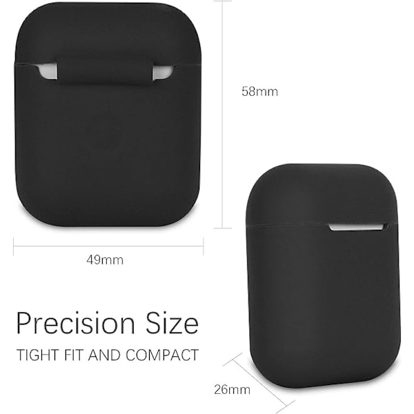 2-pack Airpods-fodral (vitt + svart), AirPods 2-fodral, AirPods-fodral i silikon, synliga LED-indikatorer, stöd för trådlös laddning