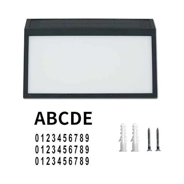 LED-solcellsnummerlampa med högkvalitativ solpanel - utomhusvägglampa med husnummer - 28 x 18,3 x 3,2 cm