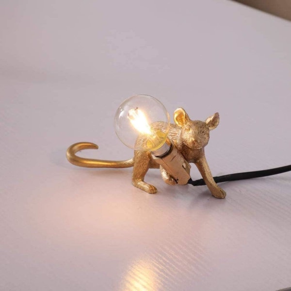 Mouse Desk Lamp Creative Resin Desk Lamp, Bedside Lamp, Reading Lamp, Perfect Lamp for Home and Any Place You Like == Resin Tiltable, Gold [Energy L