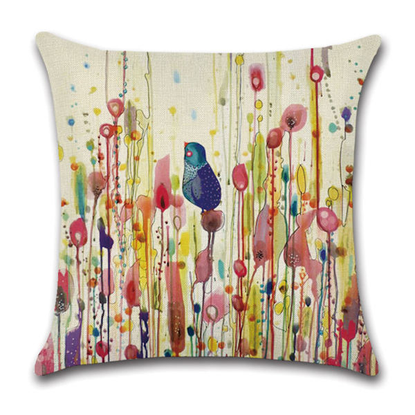 Putetrekk 45x45cm, 4-pak Lin Putetrekk Blomster Livets Tre Dekorasjoner for Sofa Utendørs Hage Seng Sofa Bil