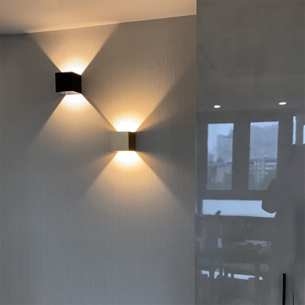 Væglamper 10W, 2stk 3000K LED Udendørs/Indendørs Væglampe, Justerbar Udendørs Væglampe, Vandtæt IP65 Indendørs Væglampe til Soveværelse Hjem Gang
