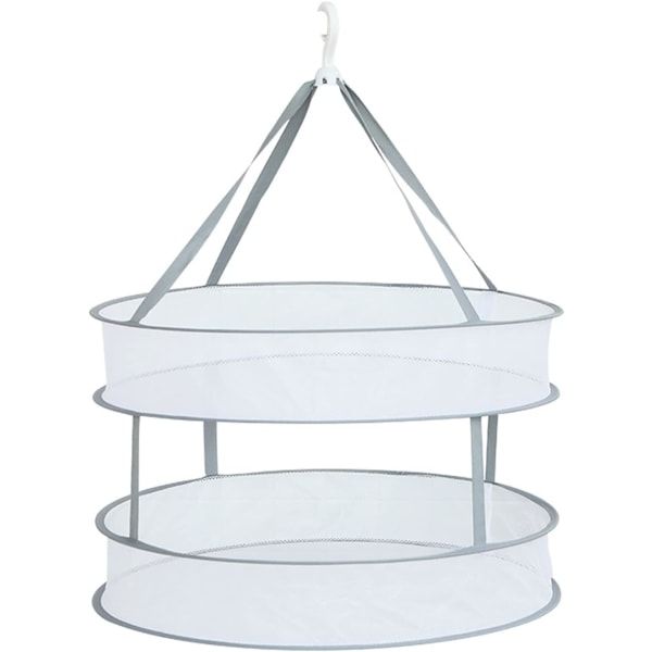 Foldbar Dobbelt Tørrekurv - 48cm Diameter, Hængende Tøj Tørrekurv Foldbar Mesh Tørrekurv, Foldbar Sweater Tørrekurv, Delikat S