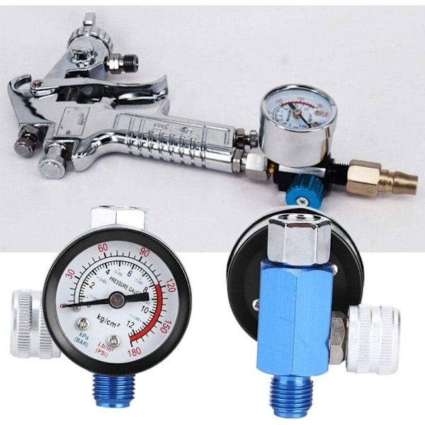 1/4\" Lufttrykksregulator, lufttrykksregulator for pulveriseringspistol, malingspistol, trykkreguleringsventil, trykkreguleringsventil, tilbehør