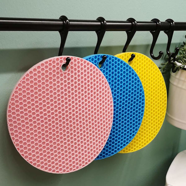 Candy Tykkere Silikonemåtter, Isoleret Honeycomb Måt, Anti-varme Bordmåtte, 5-pak