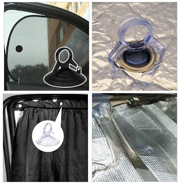 30 stycken sugpropp solskydd, 45mm sugpropp utan krokar, mini transparenta sugproppar i PVC och svarta sugproppar, sugpropp för fönster