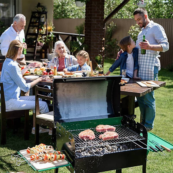 10 stk. grilltilbehør, grillspydkurv, kebabspyd, grill