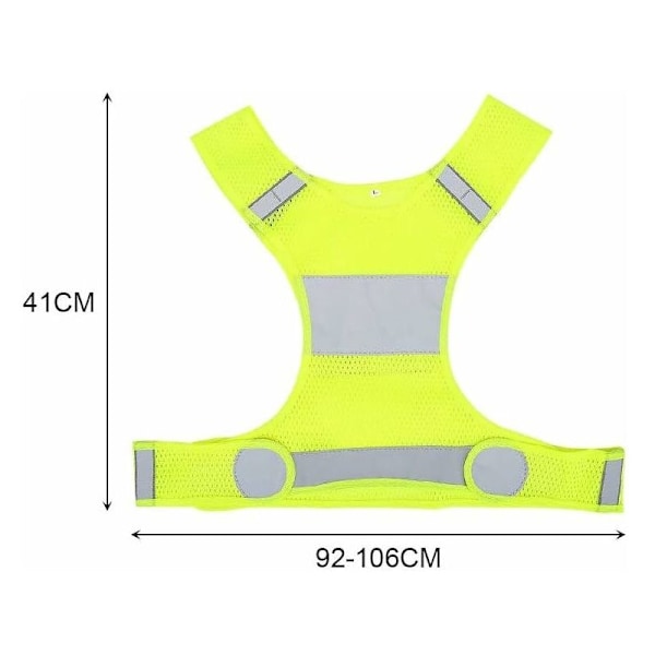 Reflekterande löparväst, fluorescerande gul justerbar storlek hög synbarhetsväst för säkerhet vid nattlöpning med XL-fickor