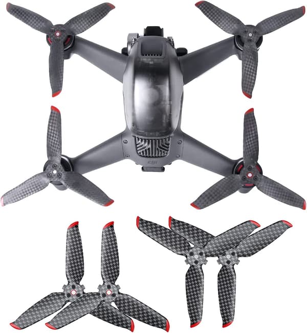2 par karbonfiber propellblader for DJI FPV - Drone hurtigutløserpropeller - Stille propeller - 4-bladers propell - Drone propell