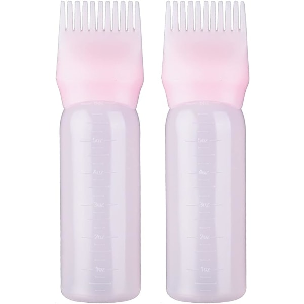 2 vaaleanpunaista hiusten värjäysharjapulloa hiusten värjäyspulloa hiustenvärjäysshampoopulloa öljykampa hiustyökalu asetinharjapullot (vaaleanpunainen)