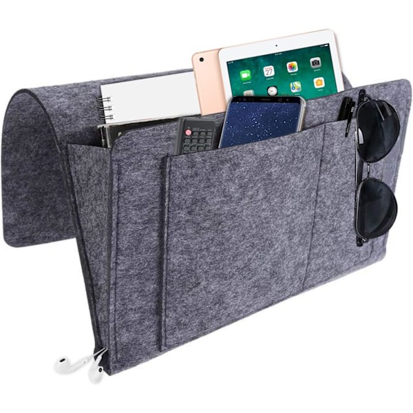 Bedside Organizer Sofa Armrest Organizer Remote Control Canape Empty Pocket Bed Pocket Bedside Storage Bag Bedside Hanging Cover Storage Desk, Dark G