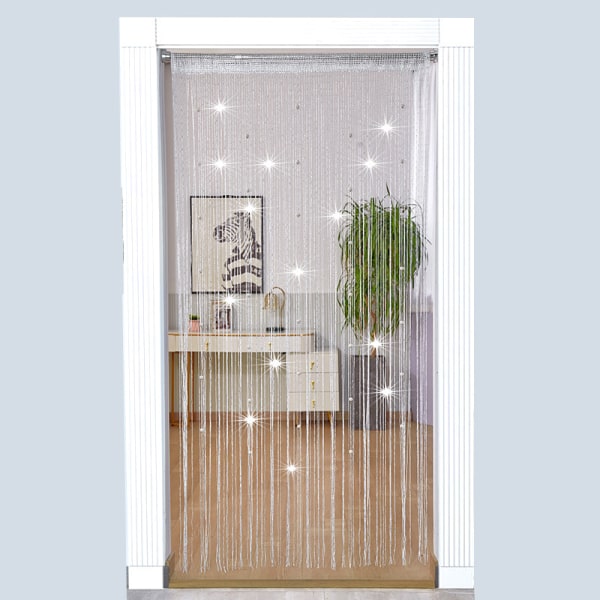 Beaded door curtain (white 100 * 200cm), with flying curtains for doors, windows, room partitions, door panels, living room closet curtains