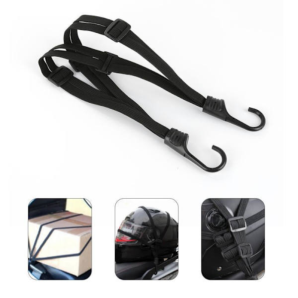 Svart elastisk bagasjebærer, 60 cm elastisk bagasjestropp  60 cm elastisk bagasjestropp med kroker for camping/sykling/motorsykkel/hjelmfeste/bagasje/