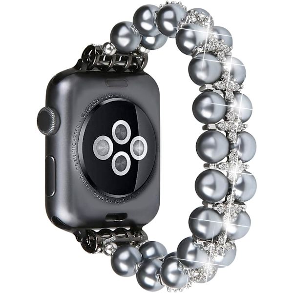Kunstig elastisk stretch diamant smykke armbånd erstatningsstropp for kvinner jenter, perlearmbånd kompatibel med Apple Watch-stropp 38/40/41mm