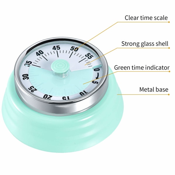 Kjøkken Timer, Kjøkken Nedtelling Matlaging Timer Påminnelse, Ingen Batterier Nødvendig Magnetisk Mekanisk Timer Tidsstyringstimer
