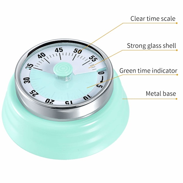 Køkken Timer, Køkken Nedtællings Madlavning Timer Påmindelse, Ingen Batterier Kræves Magnetisk Mekanisk Timer Tidsstyringstimer