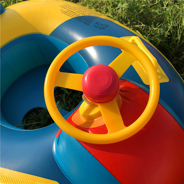 Enhörning Pontongbåt Baby Car Simring, Pool Säte med Solskydd, Flytande Simring Baby Pool Boj, Uppblåsbar Simring för Barn 12-3