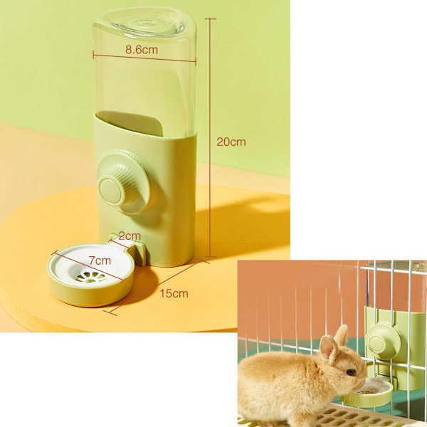 1PCS (senapsgul) Automatisk husdjursvattenspridare, Kaninvattenspridare, Hängande vattenfontän Dispenser 600ML, p
