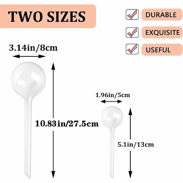 Sæt med 4 globusser (store) - Transparent automatisk vanding i plastik vandingskugle 8 cm i diameter system havevanding
