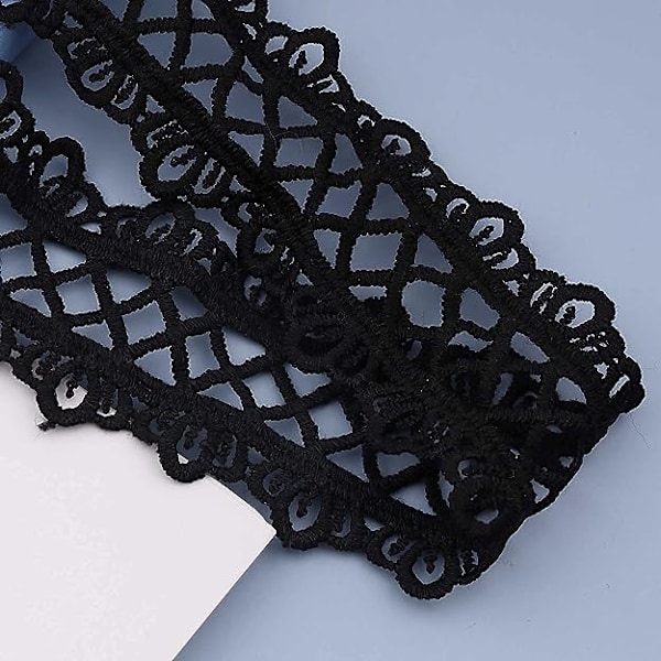 Svart gotisk ihålig spets choker halsband brett spets halsband kedja svart choker platt spets dam- och flickhalsband