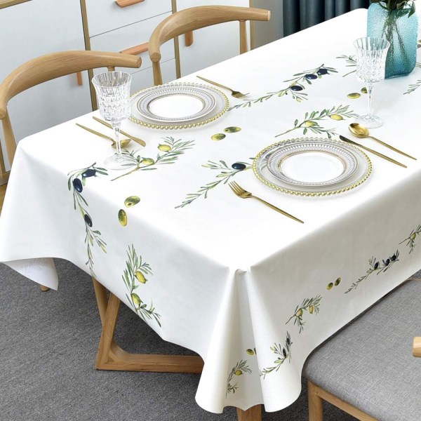 Tvättad plast PVC-duk används för kök, picknick, utomhus, vattentät rektangulär bordsskydd (137 x 2