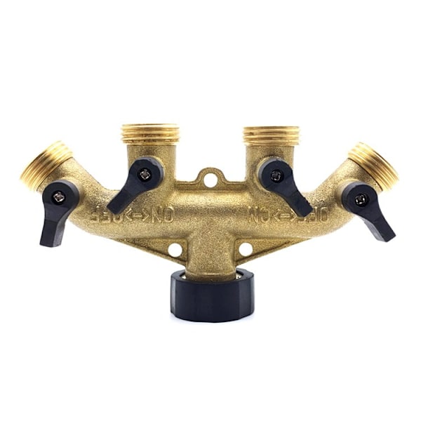 4-vejs messing slangedeler, 3/4\" messing slangehane manifold, haveadapter til vandslange