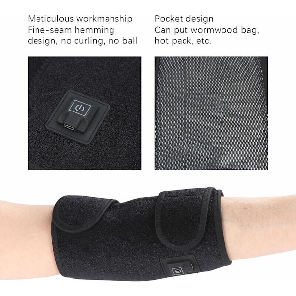 Uppvärmd armbågsskydd, armbågsstöd värmeterapi smärtlindring justerbar värmande armbågsskydd med 3 temperaturnivåer