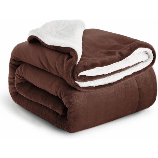 Sherpa polarfilt för soffa - Mjuk och fluffig filt för vintern - Vändbar, tjock och varm filt för säng, soffa, camping och resor, kaffe, 50 x 6