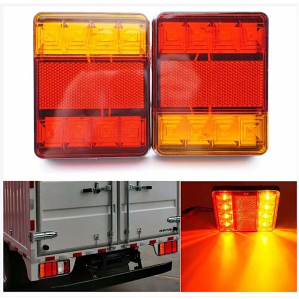 2 kpl Vedenpitävä 8 LED Punainen Korkea Takana DC 12V Perävaunulle Kuorma-autolle Autolle Veneelle Varoitus