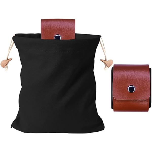 Fôringsekk, sammenleggbar buskcraftsekk, vokset lerret fôringspose (PU svart)