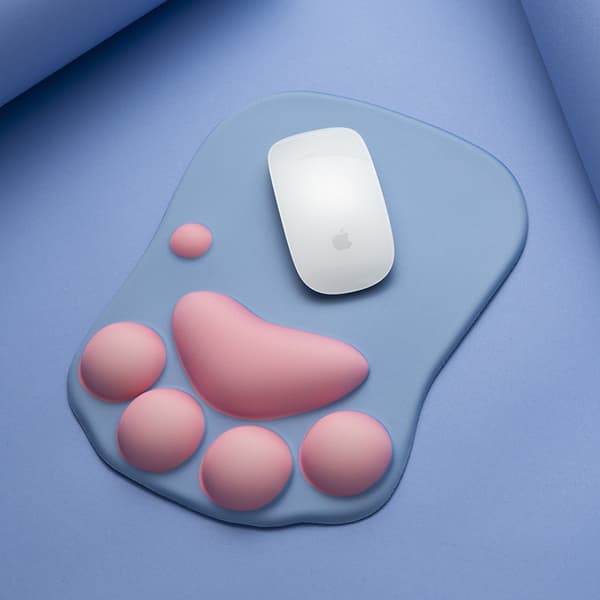 Musematte med kattepoteform med håndleddstøtte, gelmusematte med sklisikker silikonbase, datamusematte for håndleddsmertelindring