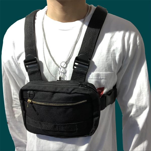 Musta miesten ja naisten rintarepun laukku Hip Hop Streetwear vyölaukku Säädettävät rintarepun laukut Fanny Pack