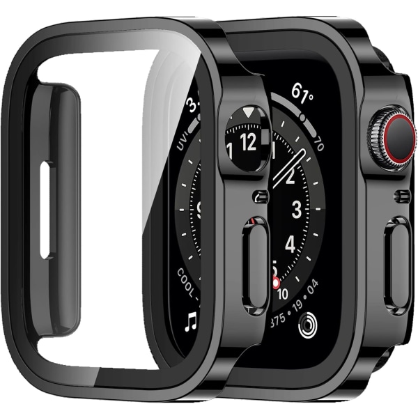 2 delar 40 mm (svart) case som är kompatibelt med Apple Watch 44 mm-serien
