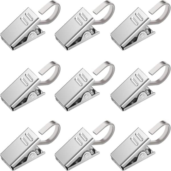 60 rustfrie stål klipshægte, gardinstangs klipsring, gardinklips, gardinringshægte, 0,3 mm