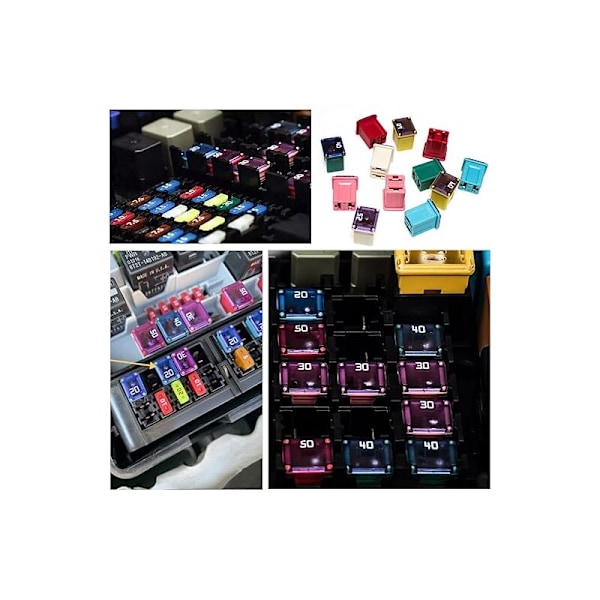 Mini-automaattisulake 12 paikkaa 20A 25A 30A 40A 50A 60A auton sulake neliön muotoinen matala profiili sulake autoihin ja SUV-pakettiautoihin