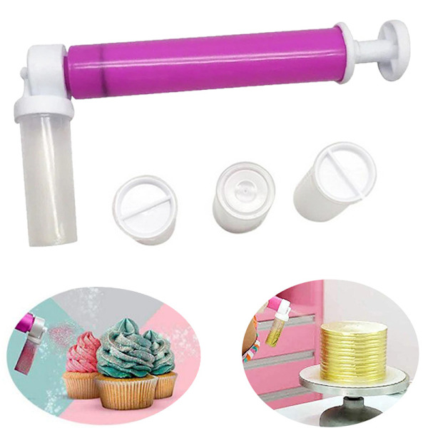 Manuel kagespraypistol Kagefarvesprayer Bagedekoration værktøj Kagespraydåse DIY bageforme (pink)