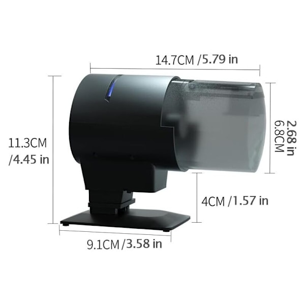 Automatisk akvariumdispenser, automatisk fôringsautomat for akvariefisk (210ml - drives av batteri)