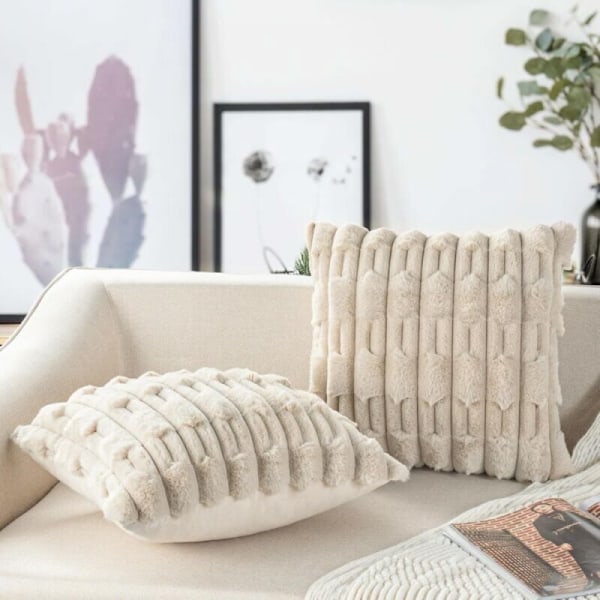 Erä 2 kpl beigenvärisiä tyynynpäällisiä 45x45 Tekoturkis tyyny pehmeä sohva pehmeä tyynynpäällinen moderni tyyny koristelu, sohva, makuuhuone, auton koristelu