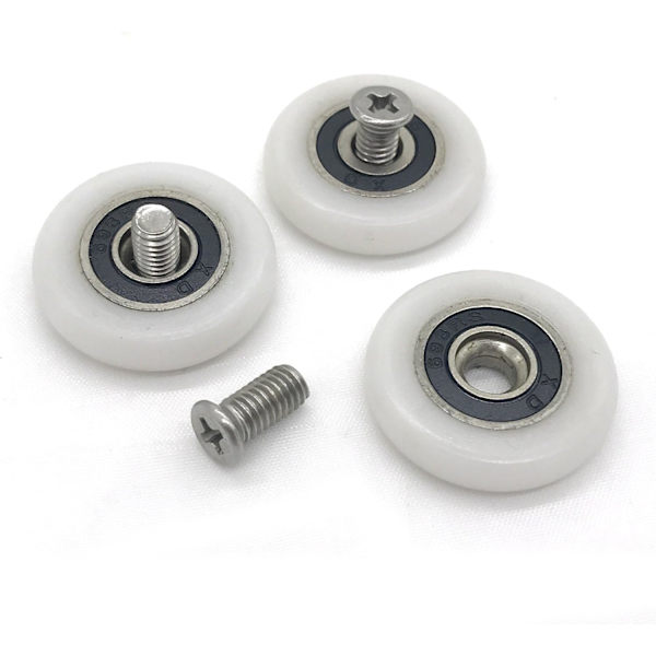 8 duschdörrrullar (23 mm med skruvar)