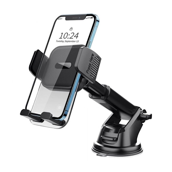 Mobiltelefonholder for bil, mobiltelefonholder for dashbord, 360° rotasjon, enhåndsbetjening, bilvindusfeste (4 til 7 tommers smarttelefon)
