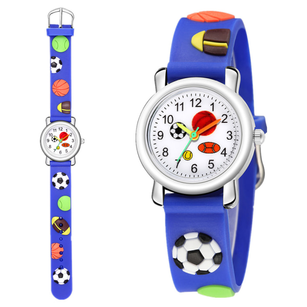 Watch(blå, fotboll),Vattentät barnarmbandsur Quart