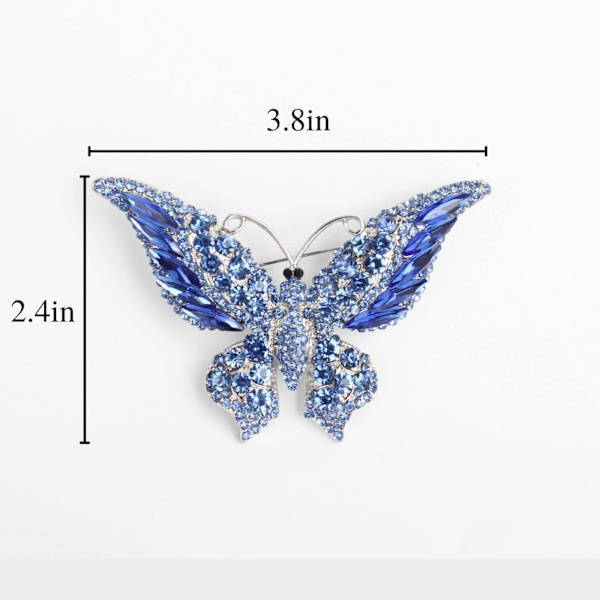 Kristalli Rhinestone Perhonen Rintaneula Elegantti Rintaneula Mekko Asusteet Korut Lahja Naisille Tytöille (Sininen)