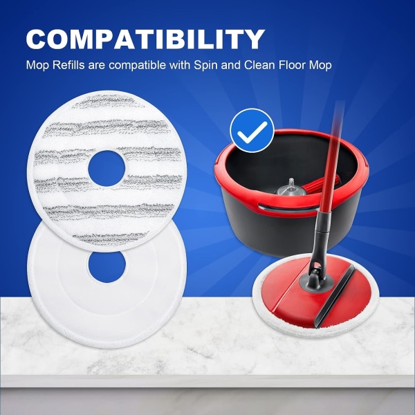 Mop-pään vaihto Vileda Spin and Clean -moppiin, Spin and Clean -moppitäyttö, yhteensopiva Vileda Spin -moppi- ja sankosarjan kanssa