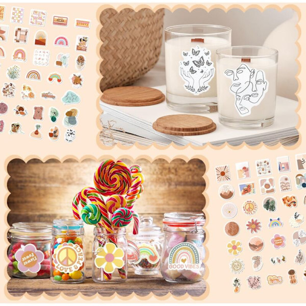100 stk. Estetiske klistremerker, scrapbooking-klistremerker, kawaii-klistremerker, klistremerker for vannflasker, scrapbooking, dagbok, laptop (Boho 1)