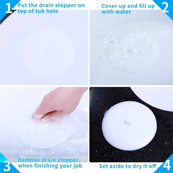 (1 stk, hvit) Silikon badekarpropp Kjøkkenvaskpropp 15,3 cm diameter, universell avløpsstopper for kjøkken, bad og vaskerom.