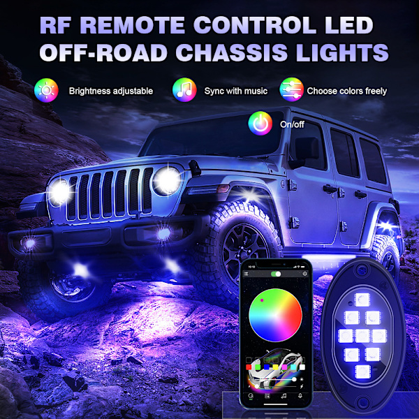 RGB LED-stenljus Neon Vattentäta Bil Under Glow Light Kits Bil Chassi Underglow Ljus för Bil Låg Underglow Dekorativ Atmosfär