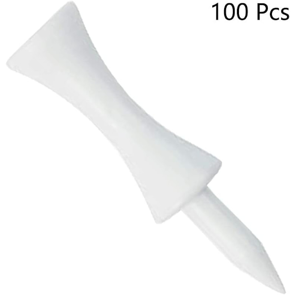 Plastik Golf Tee 100 Pack - Hvid 51mm
