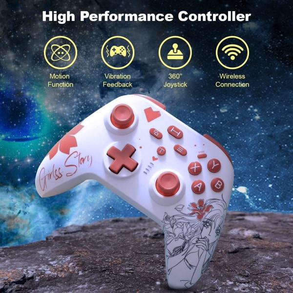 Rød-trådløs controller, trådløs spilcontroller kompatibel med