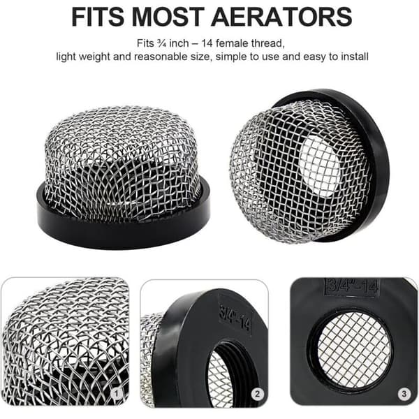 5 stk. Mesh Belufter Si, Rustfrit Stål, 3/4 Tomme-14, Forebygger Tilstopning, Yachts, Svømmebassiner, SPA